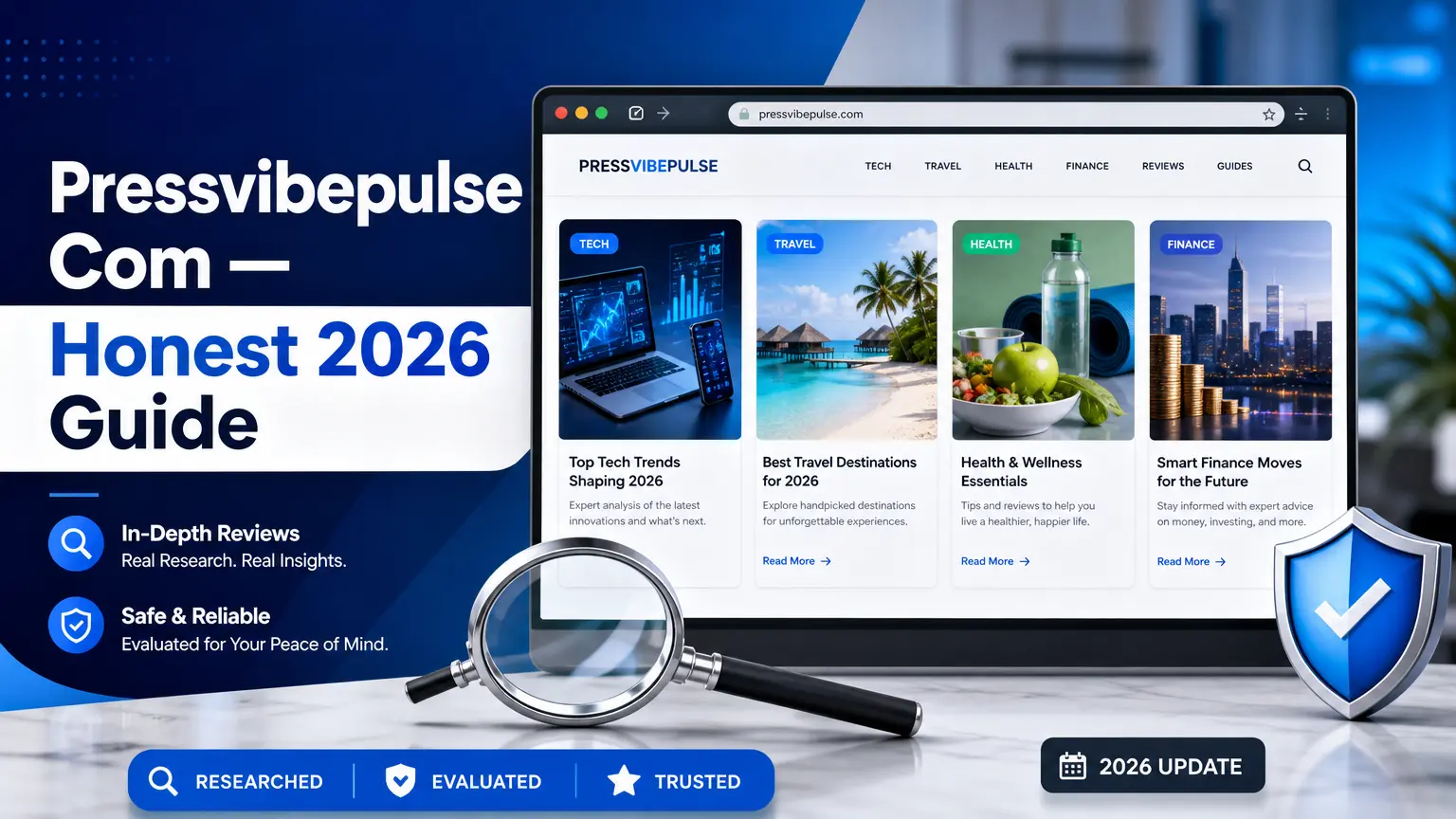 Pressvibepulse com review 2026 showing website interface, content categories, and digital safety overview