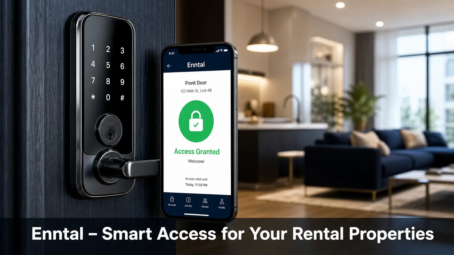 Enntal keyless smart lock system for rental property remote access control and management