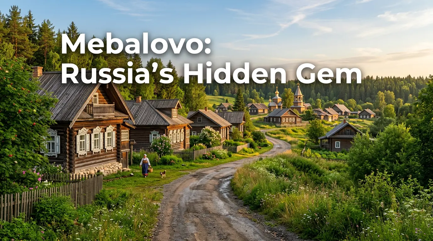 Mebalovo village Russia traditional timber houses and scenic countryside landscape for cultural travel exploration